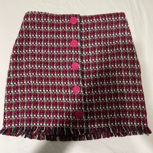 Zara Woman's High Waist Textured Mini Pink Skirt